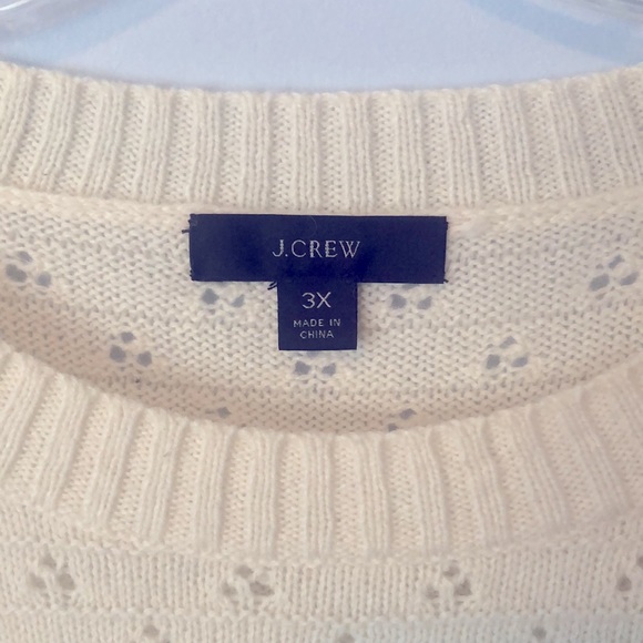 J. Crew Ivory Pointelle Crewneck Sweater - Picture 4 of 13
